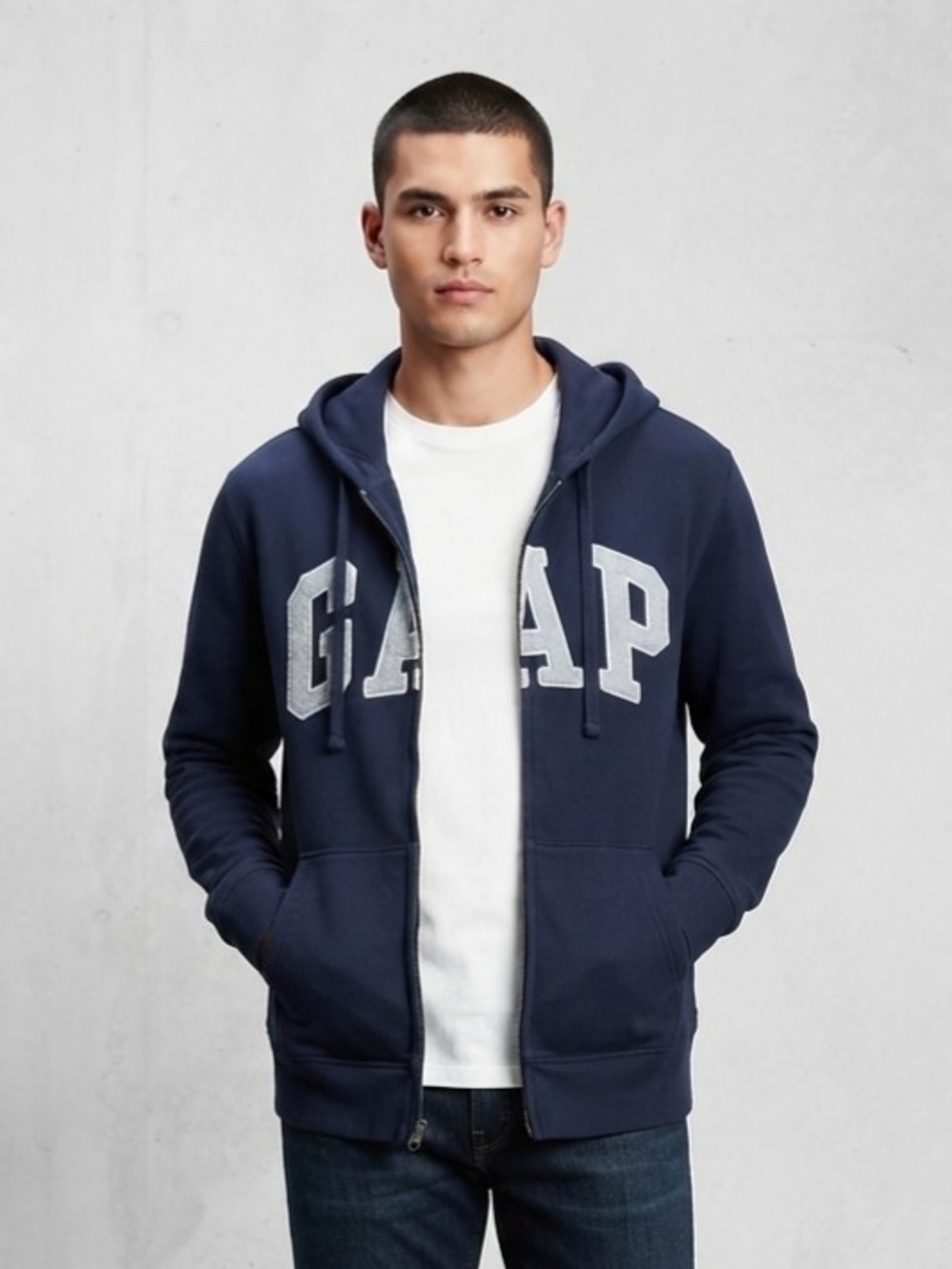 GAP Navy Zip-Up Hoodie Sweater for Men Size L